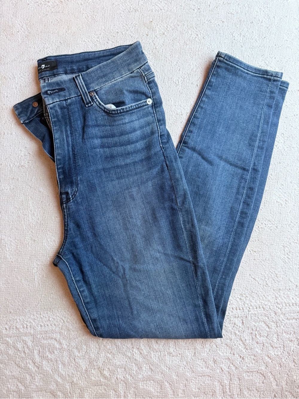 7 For All Mankind Skinny Jeans in Medium Blue